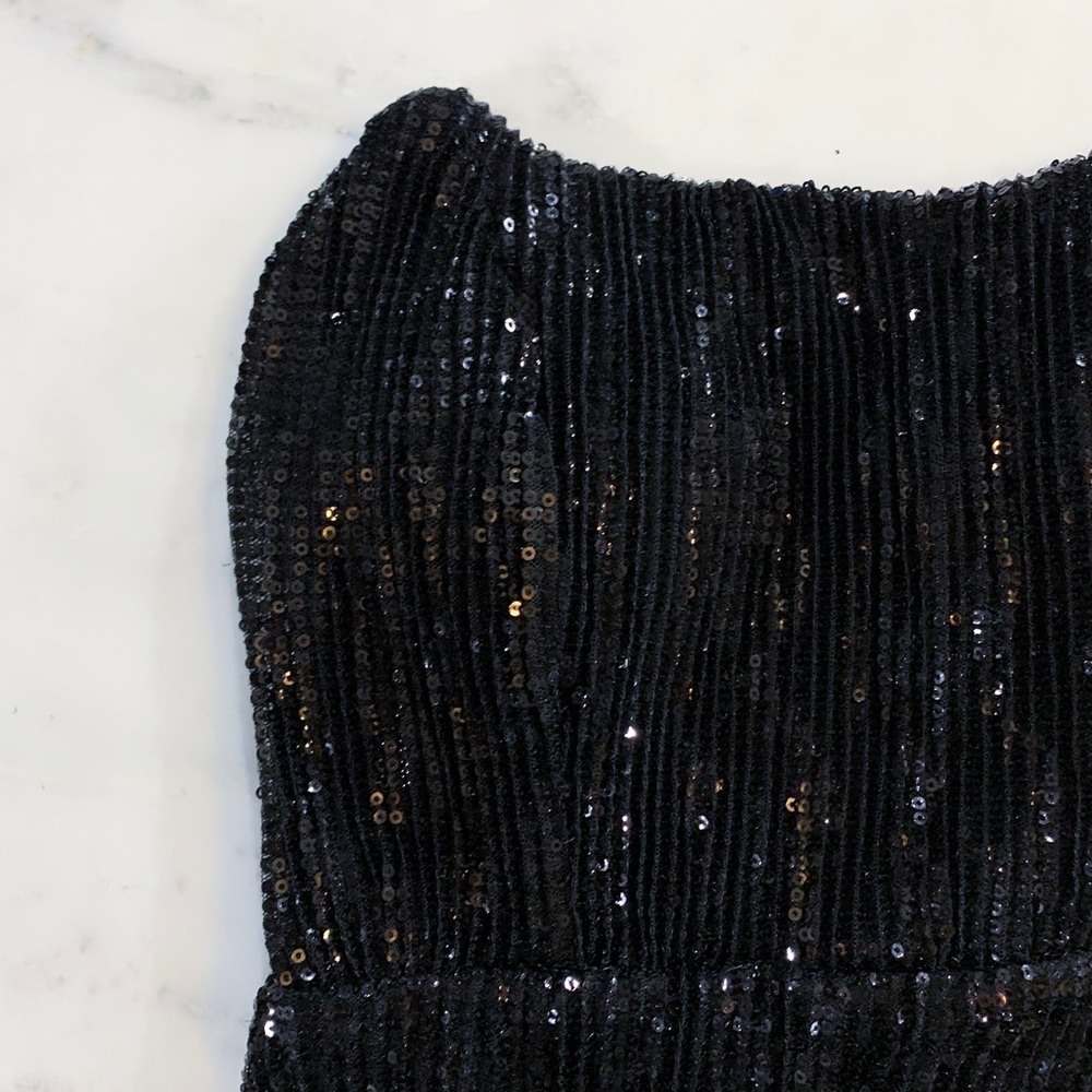 Black Sequin Fitted Pageant Prom Homecoming Dress - Picture 2 of 8
